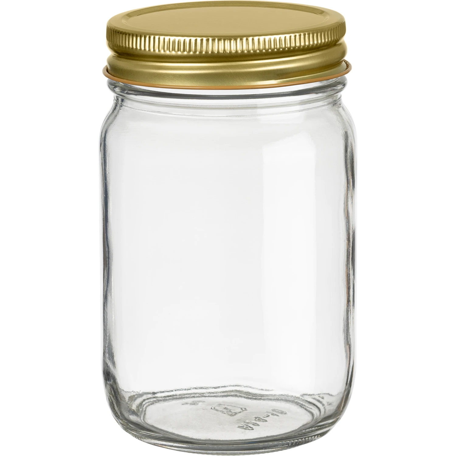 14 Oz. Clear Glass Mayo Jar W/ Gold Metal Cap W/ Plastisol Liner, 70mm 70G-450