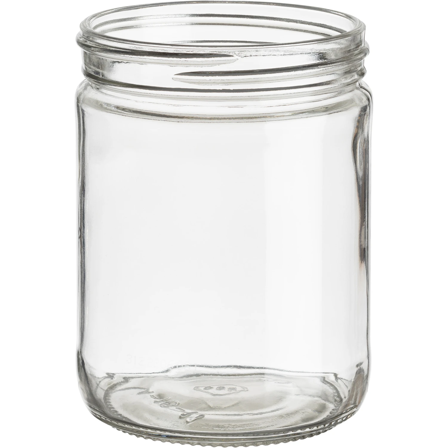 16 Oz. Clear Glass Straight Sided "Salsa" Jar W/ White Ribbed (Matte Top) Plastic Cap W/Foam Liner (3-ply), 83mm 83-400 - Image 2