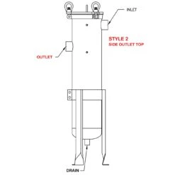 Size #2 (30" Basket Depth) Aluminum Filter Vessel, 2" NPT, Side Top Outlet -Wessco Shop 21b7a2 3
