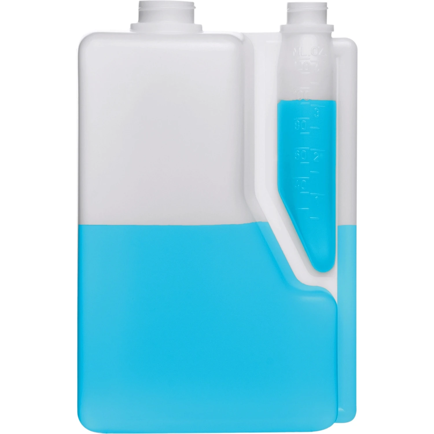 2 Liter Natural HDPE Plastic Bettix Twin Neck Bottle With 4 Oz. Dosage Chamber, 38mm & 28mm 3 2 Liter Natural HDPE Plastic Bettix Twin Neck Bottle With 4 Oz. Dosage Chamber, 38mm & 28mm