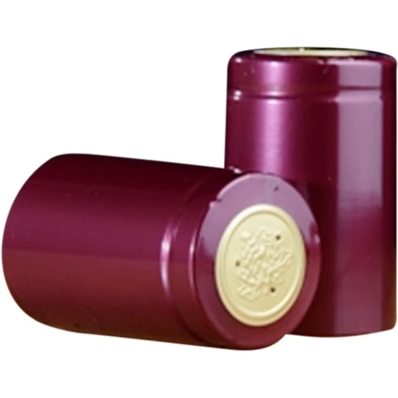 30 X 55mm Burgundy Shiny PVC Capsules W/Tear Tab, 100/cs 3 30 X 55mm Burgundy Shiny PVC Capsules W/Tear Tab, 100/cs