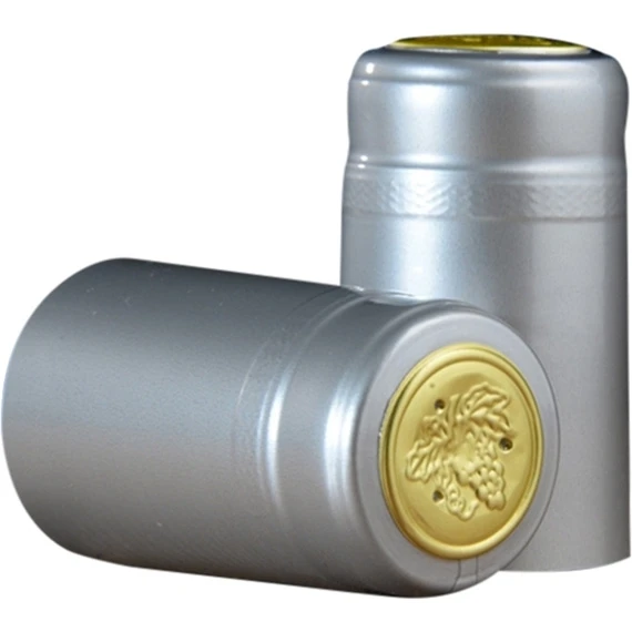 30 X 55mm Silver Glossy PVC Capsules W/Tear Tab, 100/cs 3 30 X 55mm Silver Glossy PVC Capsules W/Tear Tab, 100/cs