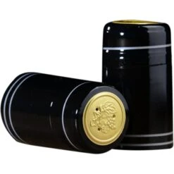 30 X 55mm Black W/Silver Stripes PVC Capsules W/Tear Tab, 100/cs