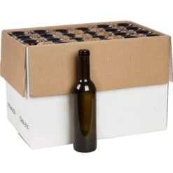 375 Ml Antique Green Bordeaux Wine Bottles, Mini Punt, Cork 24/cs -Wessco Shop 30wgw4 2 2