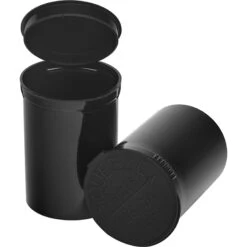 30 Dram Black Opaque Plastic Pop Top Container, 150/cs
