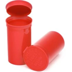 19 Dram Red Opaque Plastic Pop Top Container, 225/cs