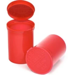 30 Dram Red Opaque Plastic Pop Top Container, 150/cs