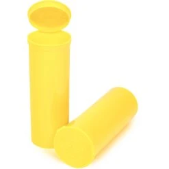 60 Dram Yellow Opaque Plastic Pop Top Container, 75/cs
