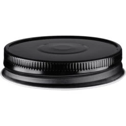 8 Oz. Straight Sided Glass Jar W/ Black Button Metal Cap W/ Plastisol Liner, 70mm 70G-450 -Wessco Shop 70mm 70g 450 black button metal cap with plastisol liner 30wg75 1 1