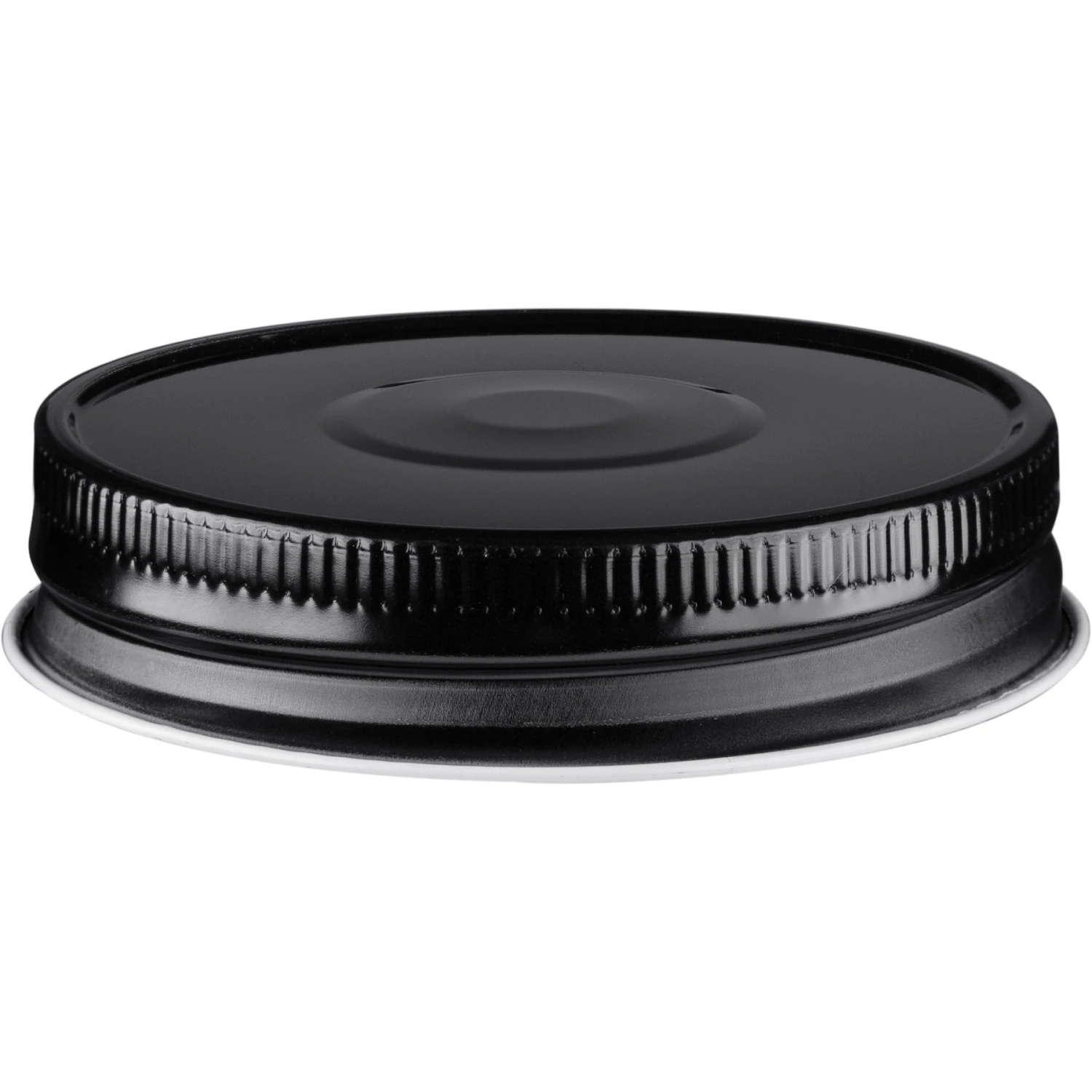 8 Oz. Straight Sided Glass Jar W/ Black Button Metal Cap W/ Plastisol Liner, 70mm 70G-450 - Image 5