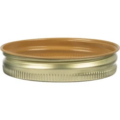 16 Oz. Clear Glass Mayo Jar W/ Gold Button Metal Cap W/ Plastisol Liner, 70mm 70G-450 -Wessco Shop 70mm 70g 450 gold button metal cap with plastisol liner 30wg73 2 2