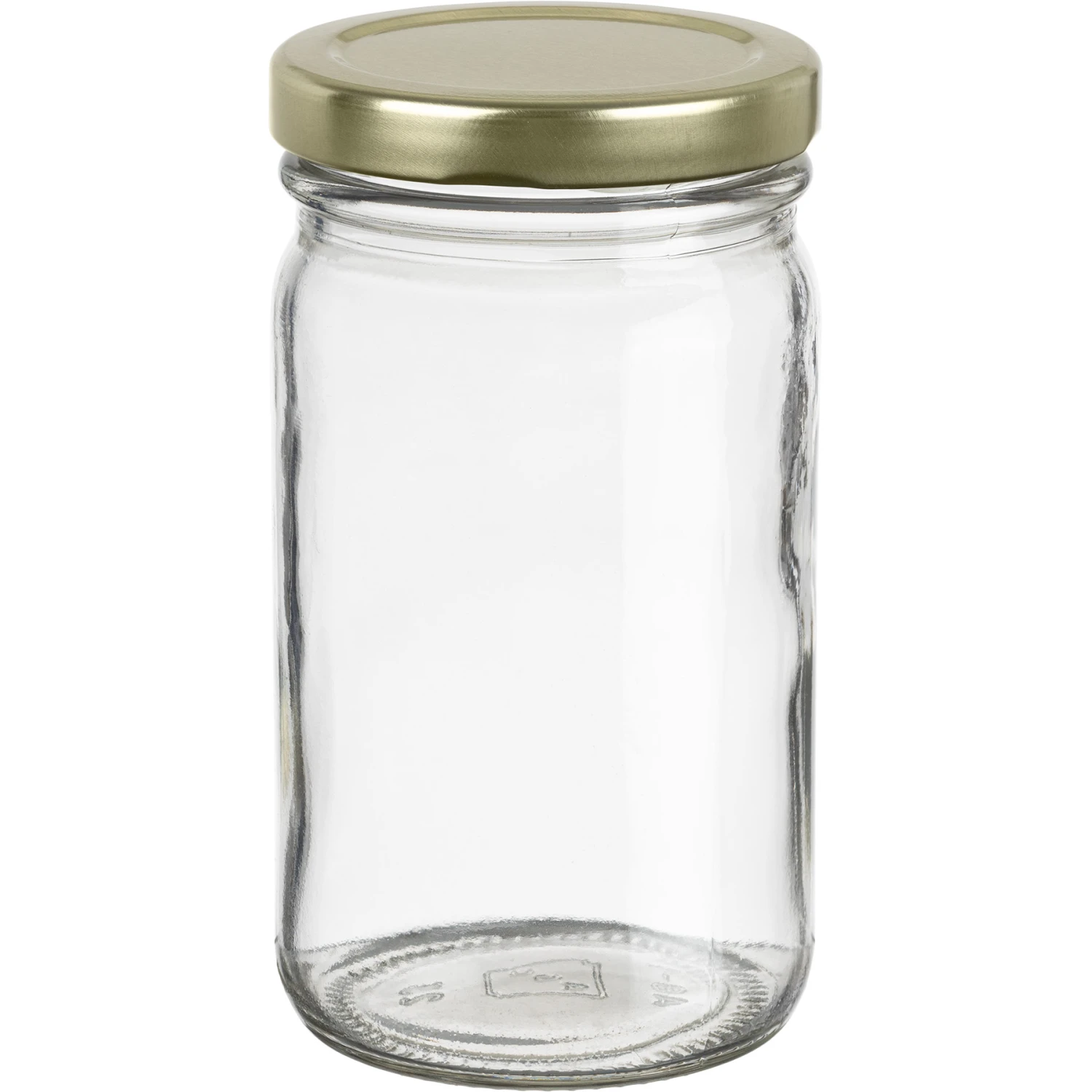 8 Oz. Clear Glass Mayo Jar W/ Gold Metal Lug Cap W/ Plastisol Liner, 58mm 58-2020
