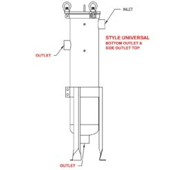 Size #2 (30" Basket Depth) 304 Stainless Steel Filter Vessel, 2" NPT, Universal Outlet, DP Ports -Wessco Shop outlet style universal 3